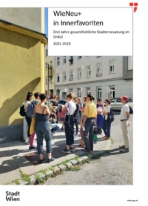 Titelblatt des Berichts: "WieNeu+ 3 Jahre in Innerfavoriten"